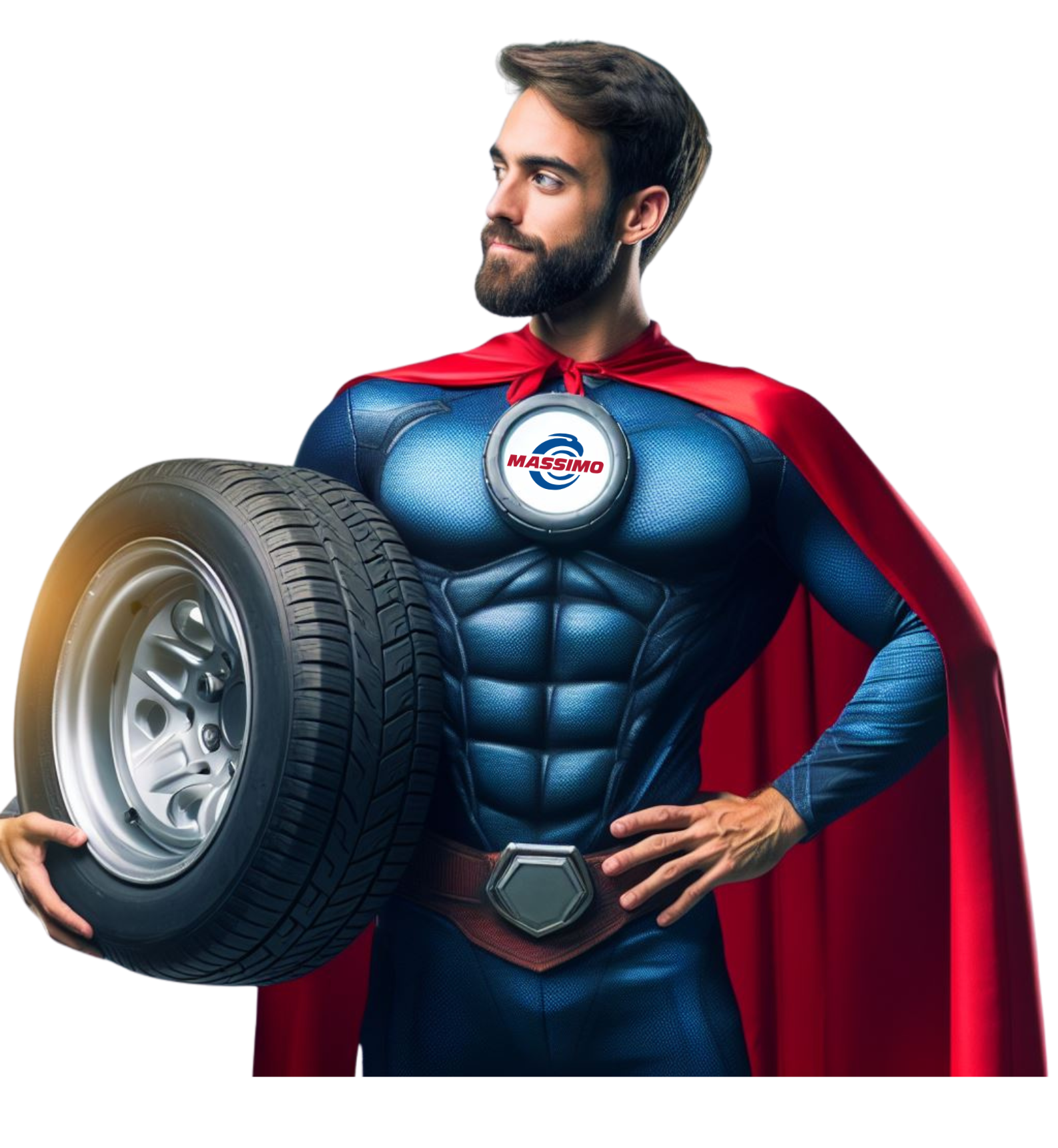 Massimo Man Superhero with a tyre